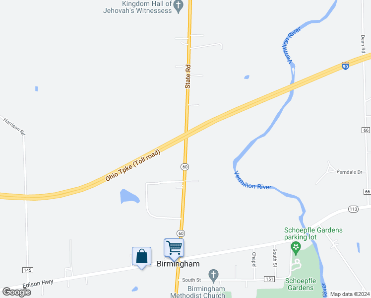 map of restaurants, bars, coffee shops, grocery stores, and more near 6849 Ohio 18 in Wakeman