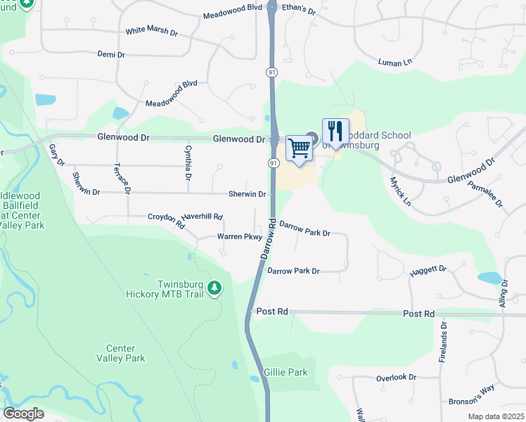 map of restaurants, bars, coffee shops, grocery stores, and more near in Twinsburg