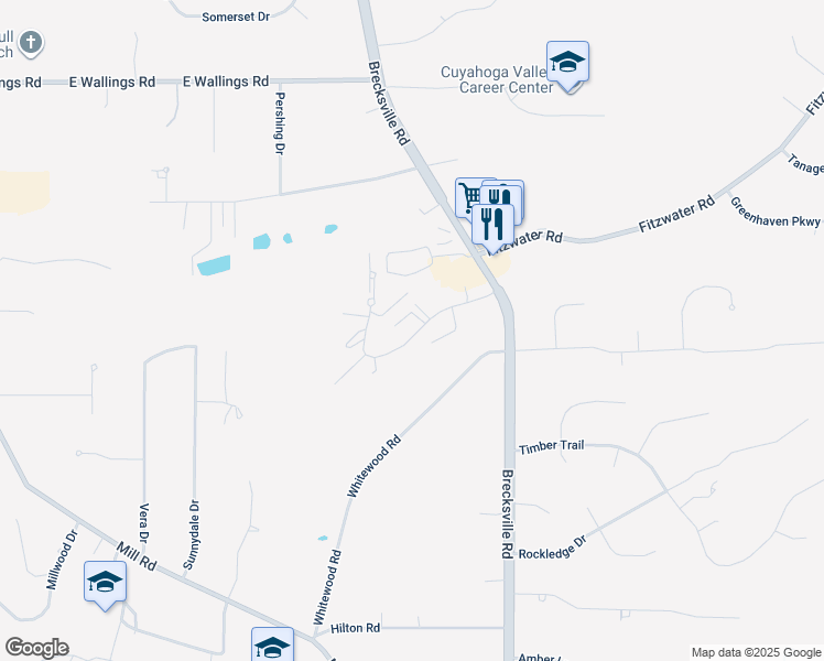 map of restaurants, bars, coffee shops, grocery stores, and more near 7020 Carriage Hill Drive in Brecksville