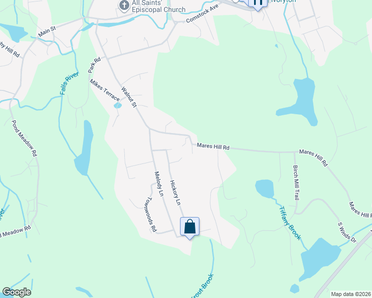 map of restaurants, bars, coffee shops, grocery stores, and more near 15 Hickory Lane in Essex