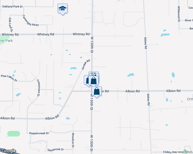 map of restaurants, bars, coffee shops, grocery stores, and more near 9957 West 130th Street in North Royalton