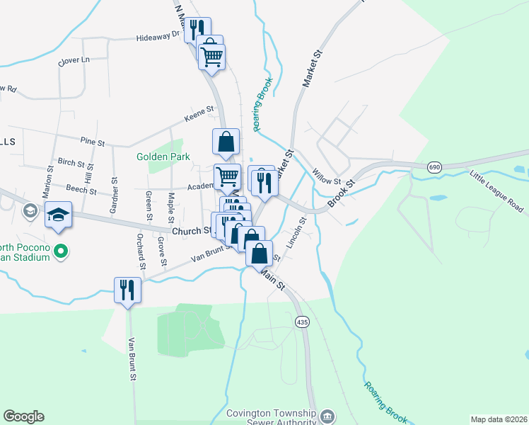 map of restaurants, bars, coffee shops, grocery stores, and more near 116 Market Street in Moscow