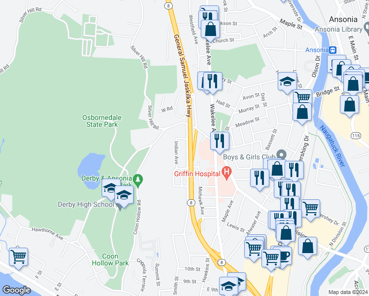 map of restaurants, bars, coffee shops, grocery stores, and more near 2 Ferrara Court in Derby