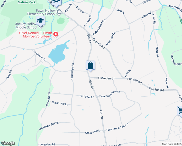 map of restaurants, bars, coffee shops, grocery stores, and more near 29 Johnson Place in Monroe