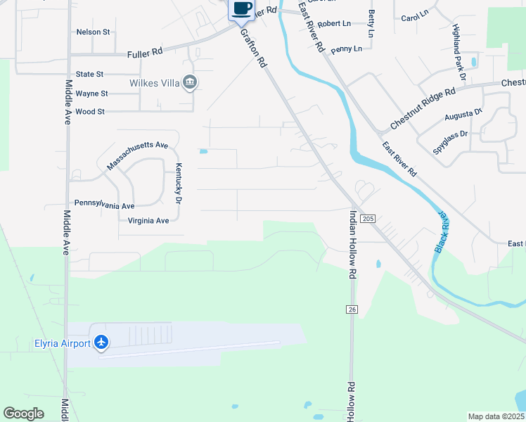 map of restaurants, bars, coffee shops, grocery stores, and more near Southwood Drive in Elyria