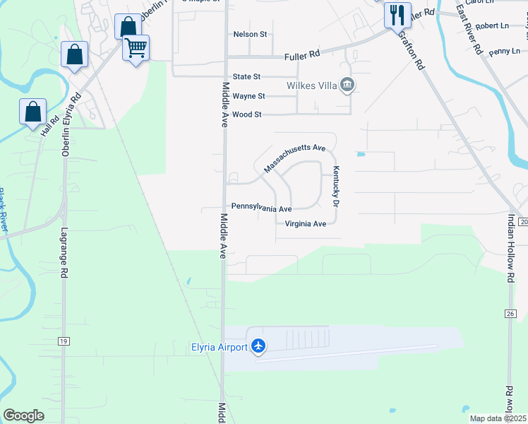 map of restaurants, bars, coffee shops, grocery stores, and more near 231 Connecticut Drive in Elyria