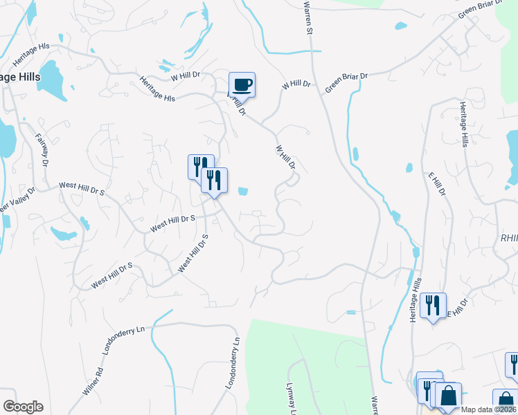 map of restaurants, bars, coffee shops, grocery stores, and more near 293 Heritage Hills in Heritage Hills