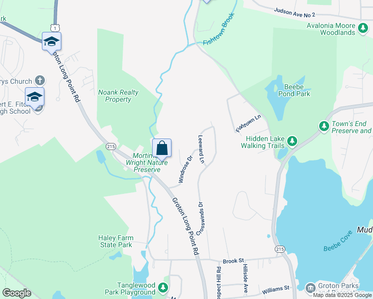 map of restaurants, bars, coffee shops, grocery stores, and more near 38 Talewinds Lane in Groton