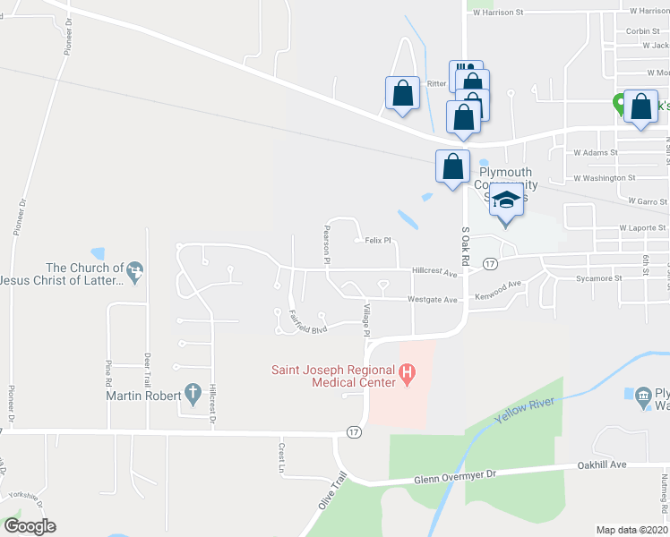 map of restaurants, bars, coffee shops, grocery stores, and more near 2014 Hillcrest Avenue in Plymouth