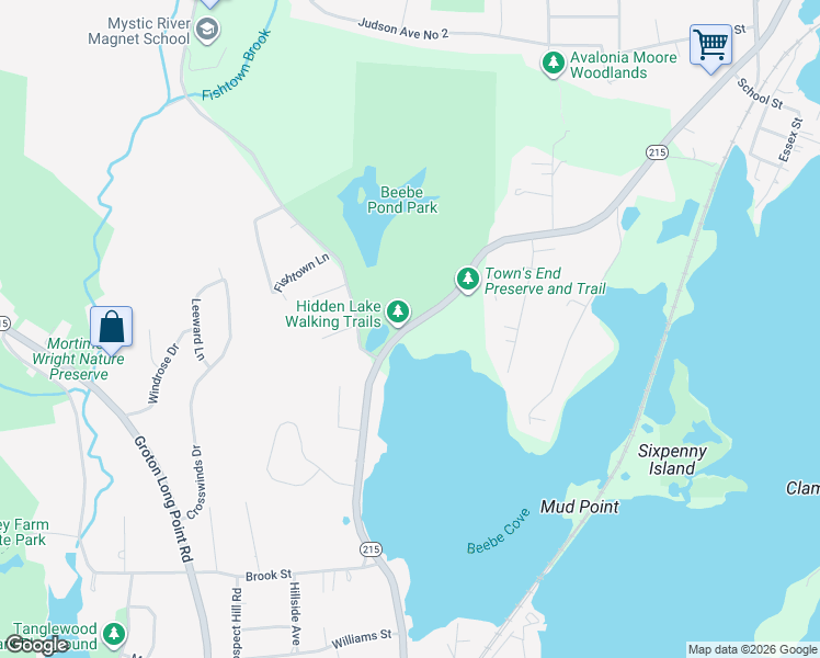 map of restaurants, bars, coffee shops, grocery stores, and more near 850 Noank Road in Groton