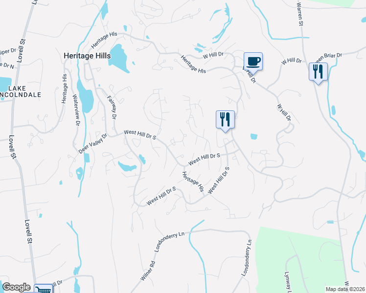 map of restaurants, bars, coffee shops, grocery stores, and more near 521 Heritage Hills in Heritage Hills