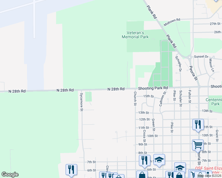 map of restaurants, bars, coffee shops, grocery stores, and more near 1815 Shooting Park Road in Peru