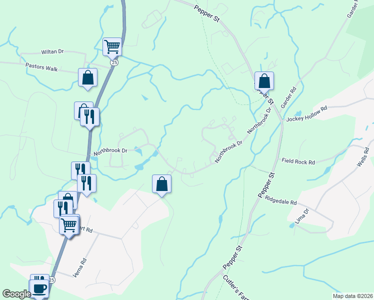 map of restaurants, bars, coffee shops, grocery stores, and more near 3 Timber Lane in Monroe