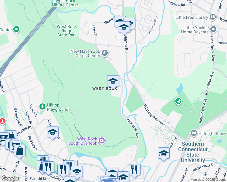 map of restaurants, bars, coffee shops, grocery stores, and more near 358 Springside Avenue in New Haven