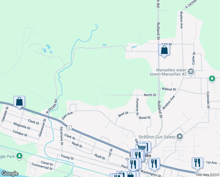 map of restaurants, bars, coffee shops, grocery stores, and more near 471 North Street in Marseilles