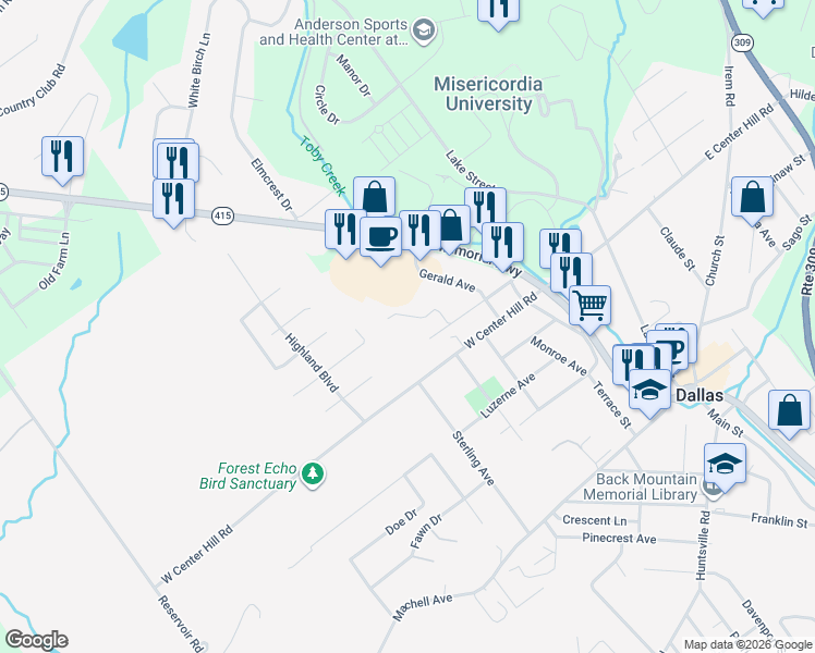 map of restaurants, bars, coffee shops, grocery stores, and more near 26 Richard Drive in Dallas
