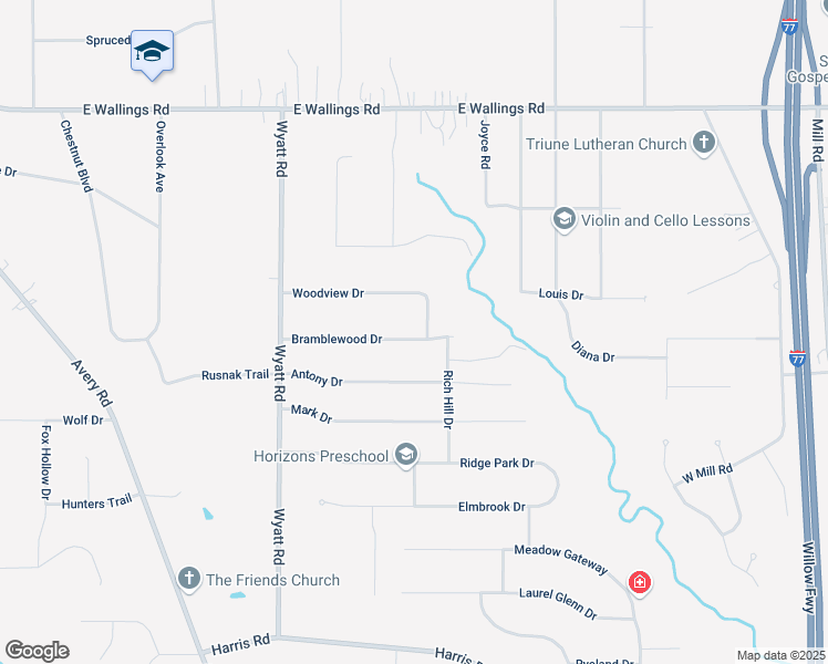 map of restaurants, bars, coffee shops, grocery stores, and more near 8350 Eastwood Drive in Broadview Heights