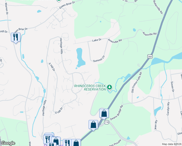 map of restaurants, bars, coffee shops, grocery stores, and more near 266 Heritage Hills Drive in Westchester County