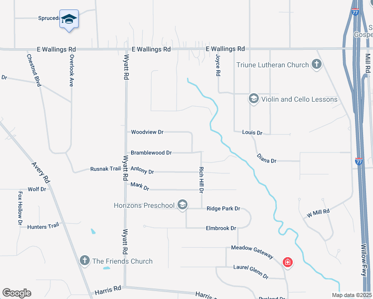 map of restaurants, bars, coffee shops, grocery stores, and more near 8350 Eastwood Drive in Broadview Heights
