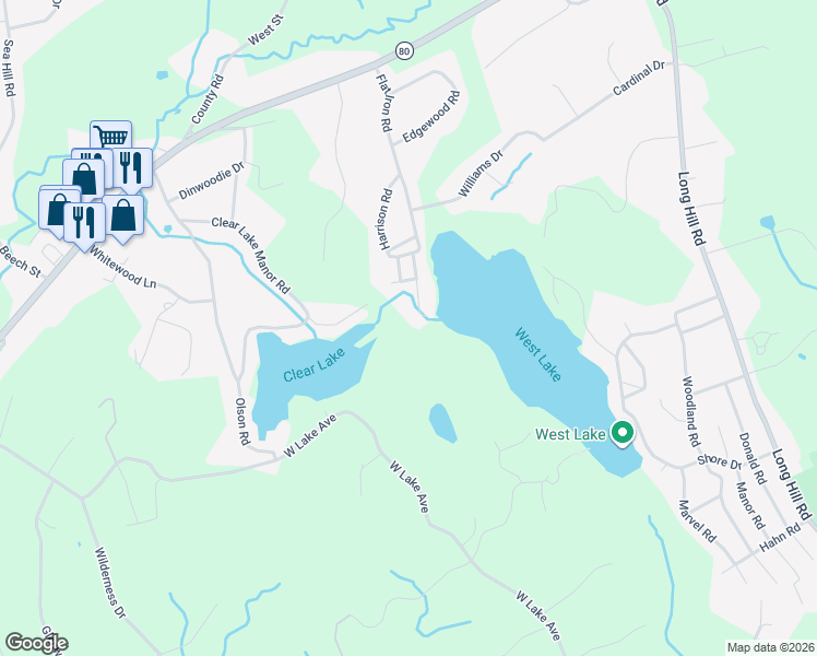 map of restaurants, bars, coffee shops, grocery stores, and more near 72 Putzel Avenue in Guilford
