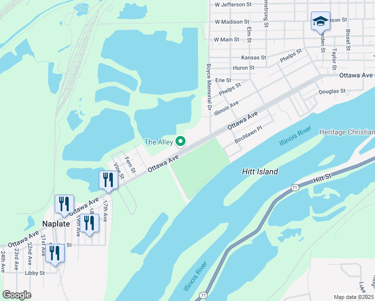 map of restaurants, bars, coffee shops, grocery stores, and more near Ottawa Avenue in Ottawa