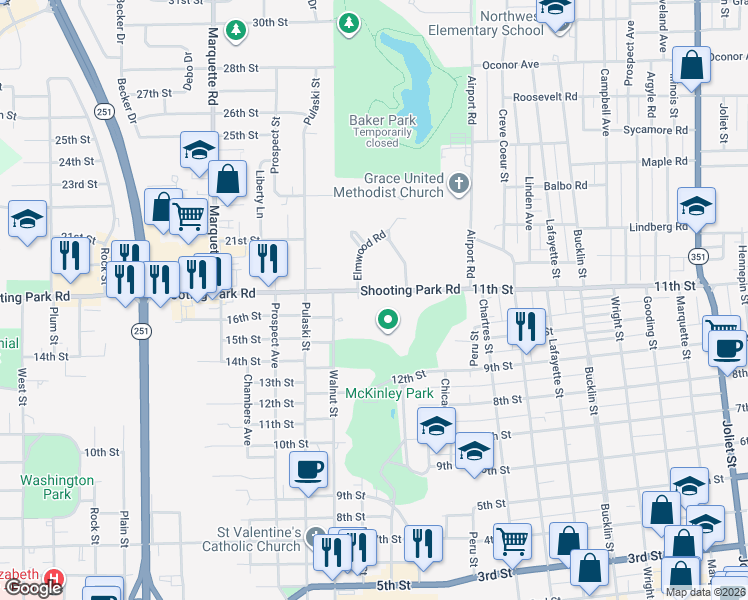 map of restaurants, bars, coffee shops, grocery stores, and more near 328 Shooting Park Road in Peru