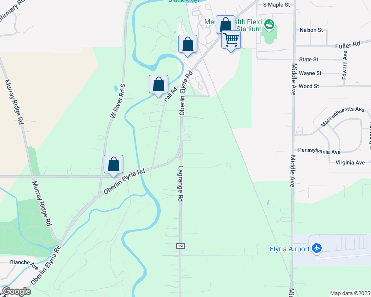 map of restaurants, bars, coffee shops, grocery stores, and more near 680 Oberlin Elyria Road in Elyria