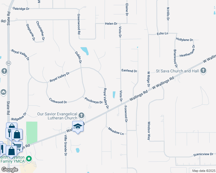 map of restaurants, bars, coffee shops, grocery stores, and more near 9923 Royal Valley Drive in North Royalton