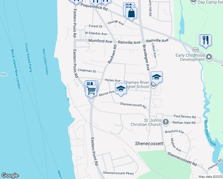 map of restaurants, bars, coffee shops, grocery stores, and more near 38 Cutler St in Groton