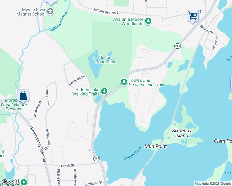 map of restaurants, bars, coffee shops, grocery stores, and more near 824 Noank Road in Groton