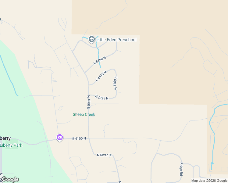 map of restaurants, bars, coffee shops, grocery stores, and more near 4357 North 4150 East in Eden