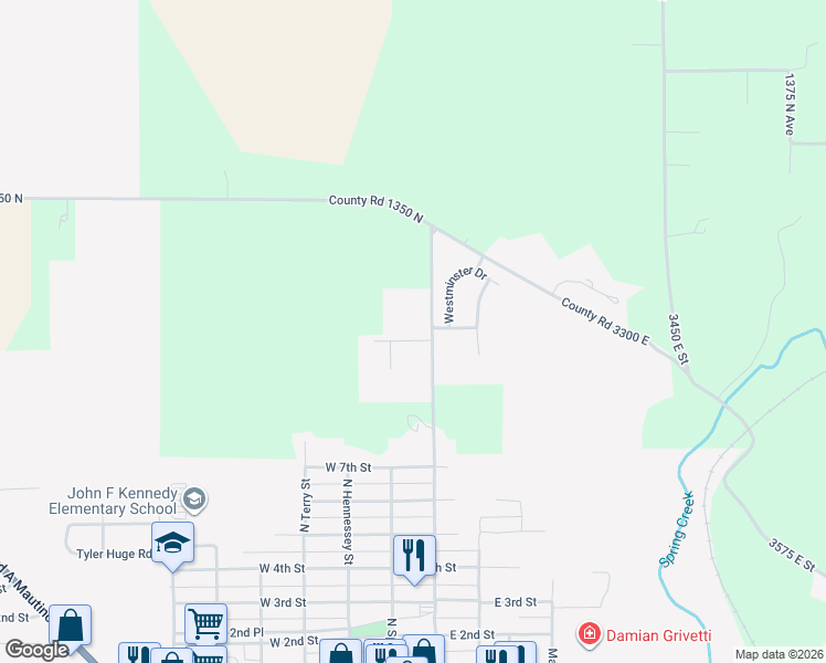 map of restaurants, bars, coffee shops, grocery stores, and more near 104 Willow Trail in Spring Valley