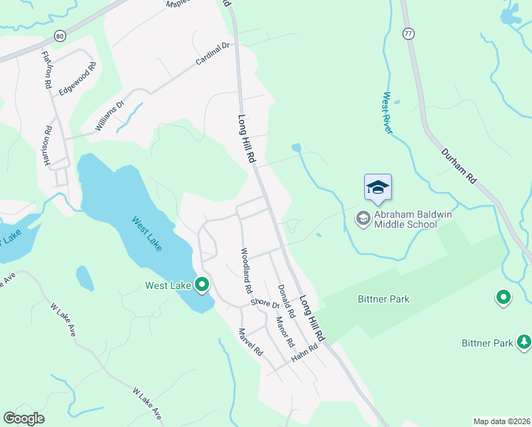 map of restaurants, bars, coffee shops, grocery stores, and more near 2074 Long Hill Road in Guilford