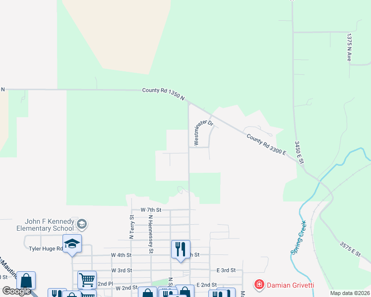 map of restaurants, bars, coffee shops, grocery stores, and more near 104 Willow Trail in Spring Valley