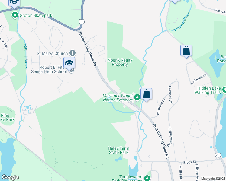 map of restaurants, bars, coffee shops, grocery stores, and more near 270 Groton Long Point Road in Groton