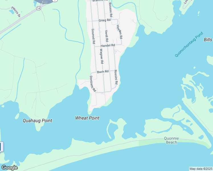 map of restaurants, bars, coffee shops, grocery stores, and more near 84 Wagner Road in Westerly