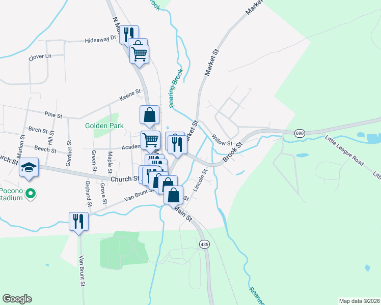 map of restaurants, bars, coffee shops, grocery stores, and more near 103 Brook Street in Moscow