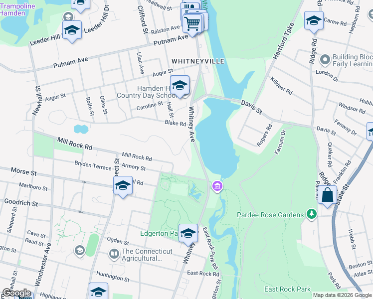 map of restaurants, bars, coffee shops, grocery stores, and more near 1000 Whitney Avenue in Hamden