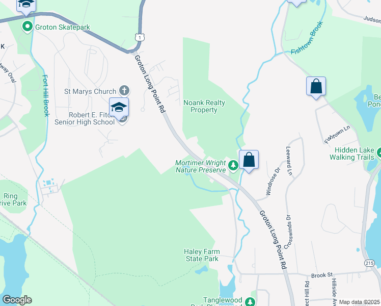 map of restaurants, bars, coffee shops, grocery stores, and more near 270 Groton Long Point Road in Groton