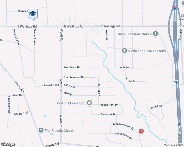 map of restaurants, bars, coffee shops, grocery stores, and more near 8350 Eastwood Drive in Broadview Heights