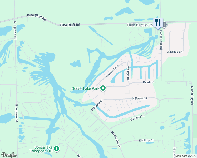 map of restaurants, bars, coffee shops, grocery stores, and more near 5720 Muskie Trail in Morris