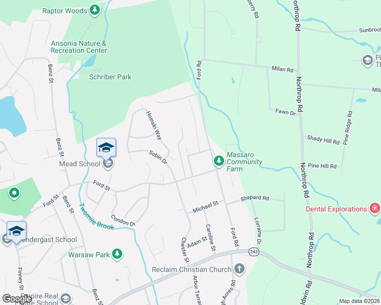 map of restaurants, bars, coffee shops, grocery stores, and more near 10 Finnucan Drive in Ansonia