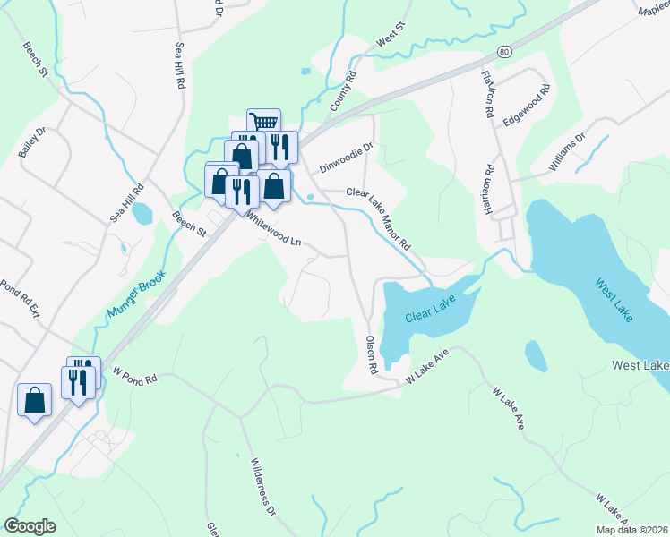 map of restaurants, bars, coffee shops, grocery stores, and more near 2 Whitewood Lane in North Branford
