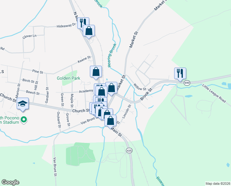 map of restaurants, bars, coffee shops, grocery stores, and more near 103 Brook Street in Moscow