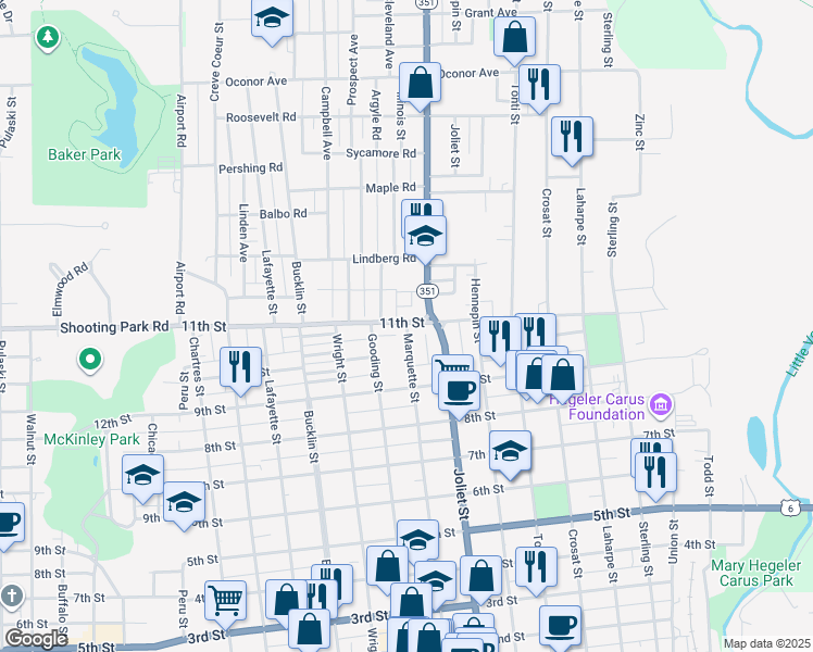 map of restaurants, bars, coffee shops, grocery stores, and more near 1026 Marquette Street in LaSalle