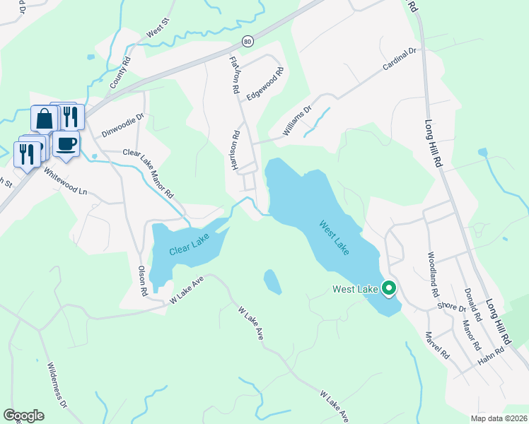 map of restaurants, bars, coffee shops, grocery stores, and more near 72 Putzel Avenue in Guilford