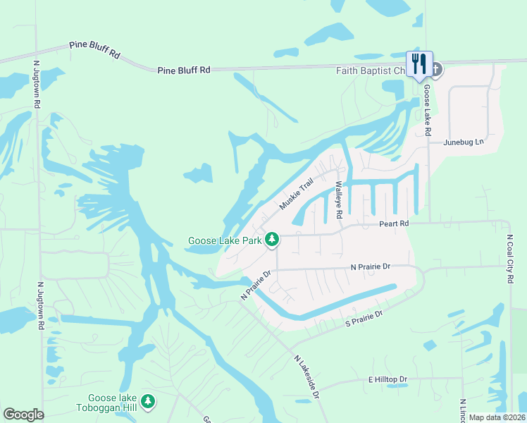 map of restaurants, bars, coffee shops, grocery stores, and more near 5720 Muskie Trail in Morris