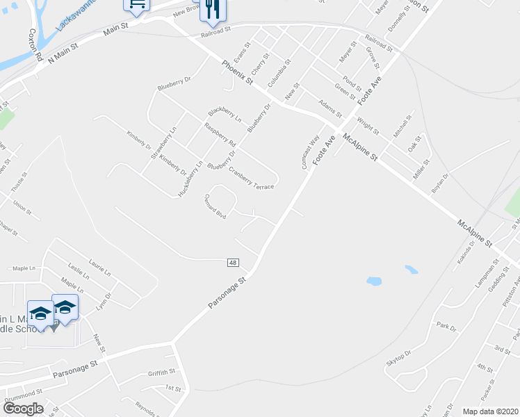 map of restaurants, bars, coffee shops, grocery stores, and more near 9 Fiore Court in Duryea