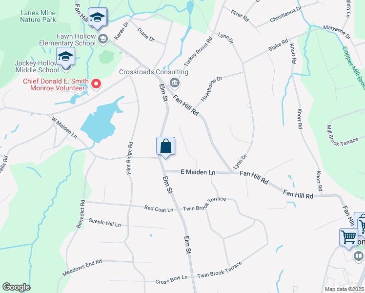 map of restaurants, bars, coffee shops, grocery stores, and more near 29 Johnson Place in Monroe