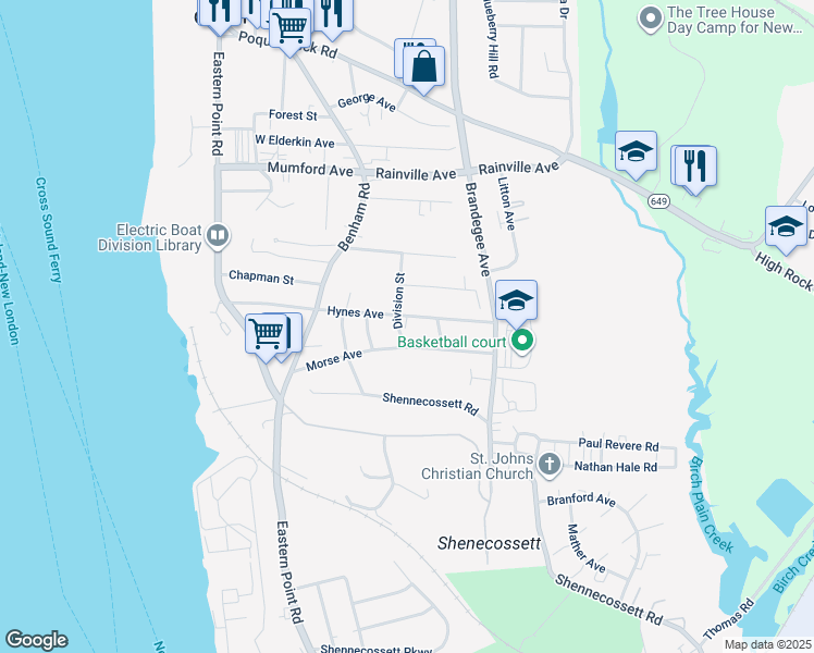 map of restaurants, bars, coffee shops, grocery stores, and more near 112 Morse Avenue in Groton